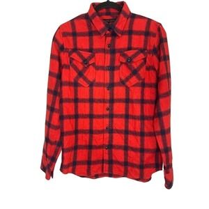 In The Attic Mens‎ Flannel Shirt Red Black Plaid Long Sleeve Casual Medium